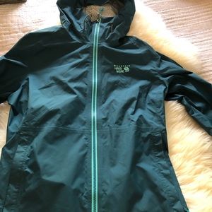 Mountain Hardwear teal rain shell